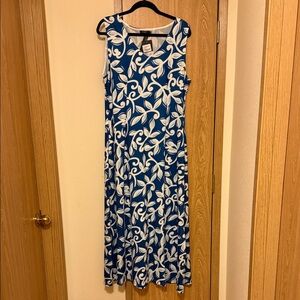 Reborn Blue and White Patterned Maxi Dress
